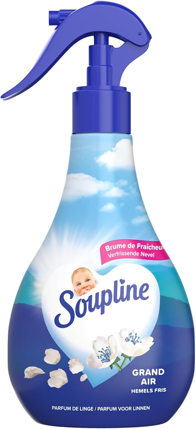 SOUPLINE Spray Brume de Linge Parfum Grand Air, Brume Parfumée pour Linge de Maison et Vêtements, Complément Idéal à Votre Lessive et à Votre Adoucissant Linge, Soupline Lot de 10x300 ml