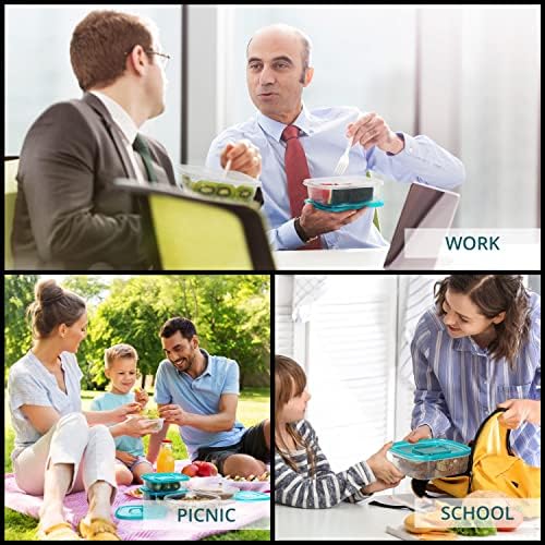 Freshly Contained Square Plastic Food Containers (8 Pack) - 710ml / 25oz BPA-Free Reusable Storage Boxes with Lids - Microwave, Freezer and Dishwasher Safe - Airtight Containers/Lunch Boxes