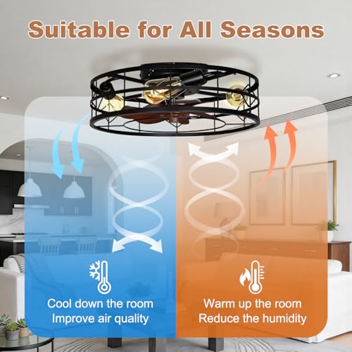 TCL 24" Black Caged Low Profile Ceiling Fans with Lights & Remote - image 3