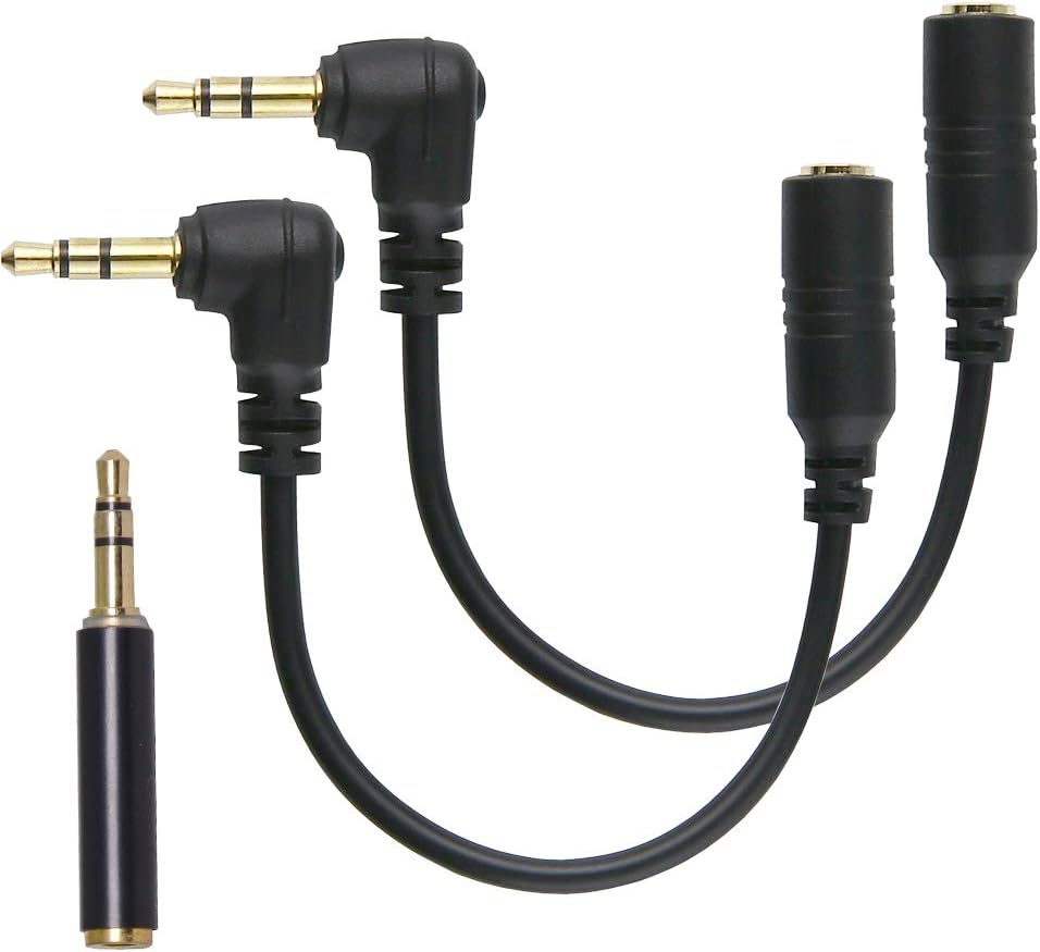 TRRS to TRS Adapter Cable, 2Packs 3.5mm Audio Microphone Cords + 1PC TRRS Female to TRS Male Audio Adapter, for DSLR Camera, PC, Laptop, and iPhone, Android, Windows Smartphone (RC3)
