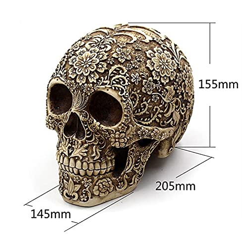 Escultura Creativa Calavera con Flores 8.1'' Decoración de Halloween miniatura 4