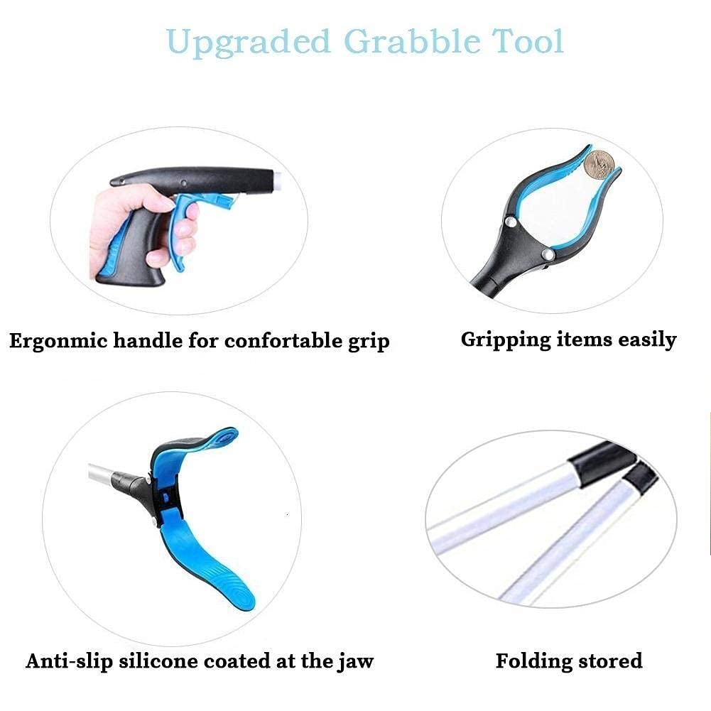 Greifer-Greifwerkzeug, 81,3 cm faltbare, leichte Greifhilfe aus Aluminium mit drehbarem Gummigreifer, langer Armverlängerung for ältere Menschen, Garten
