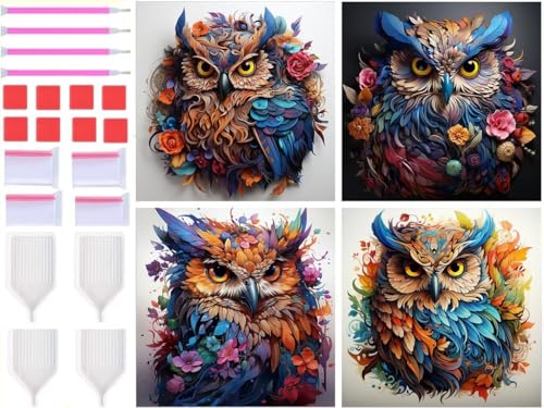 Diamond Painting Kit Complet 4 Pack Idée Cadeau Idéale pour Passionnés de DIY