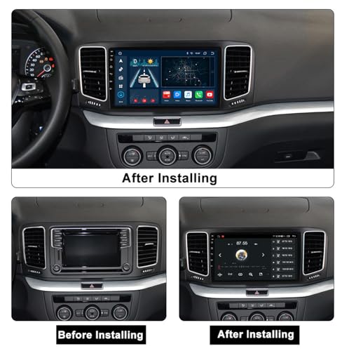 Reproductor multimedia de 9'' con Android 14.0 para el salpicadero de VW Sharan 2