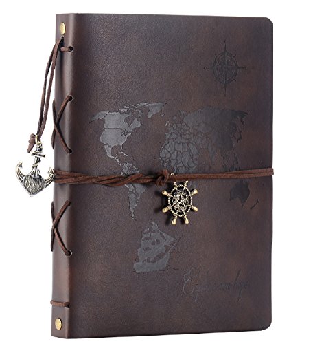 Scrapbook Album DIY Photo Album Leather Scrapbook Memory Book â€œWorld Mapâ€œ Vintage Up Travel Scrapbook Album for Anniversary Wedding Guest Book 60 Pages