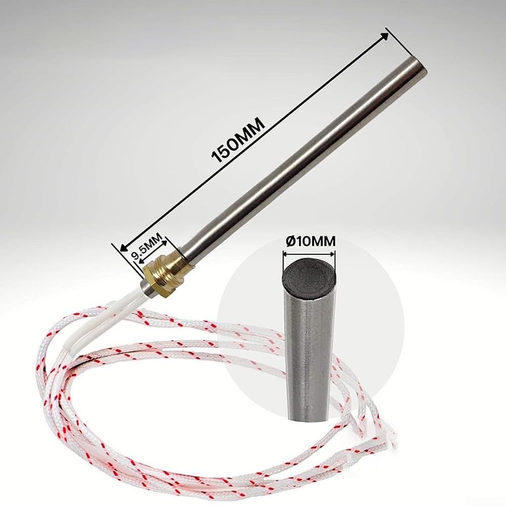 Asta di accensione per forno a pellet, elemento riscaldante in acciaio inox da 220 V con diametro di 10 mm e filettatura da 3/8", per un'accensione sicura ed efficiente della caldaia (10 x