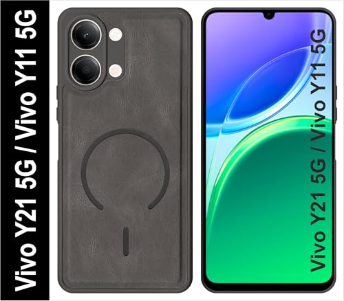 Image of SBMS Back Cover for Vivo Y21 5G / Y11 5G | Ultra Slim Soft Rubberised Hard Case | Oil Feel Soft Leather Back | Mag-Safe Design (Mag-Safe Not Support) | Camera Protection Case for Vivo Y11 5G (Grey)