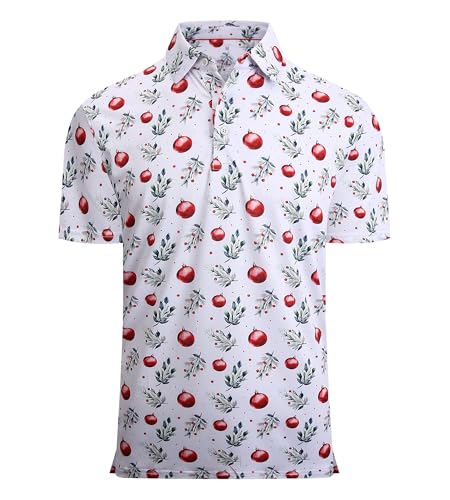 Alex Vando Mens Hawaiian Golf Shirt Moisture Wicking Digital Print Golf Shirts for Men