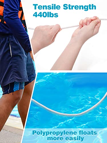 Water Floating Lifesaving Rope 49.2Ft- Professional Throwing Rope Line With Hook Withstand 440Lb For Ring Buoy- Water Life Rope Rescue Lifeguard Rescue Lifeline For Swimming Preserver Boat Anchor Rope #TOP4