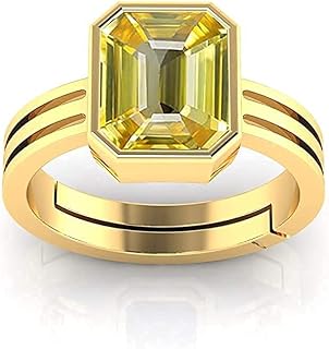 Anuj Sales 15.25 Ratti 14.00 Carat Unheated Untreatet A+ Quality Natural Yellow Sapphire Pukhraj Gemstone Gold Plated Ring... Price In India