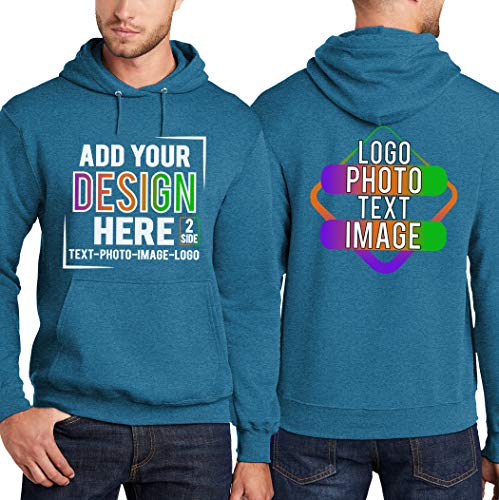 TEEAMORE Custom Hoodie Design Your Own 2 Side Personalized Sweatshirt for Men Women Front & Back2