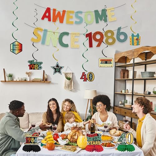 Image of Crenics Vintage 1986 40th Birthday Decorations for Men or Women