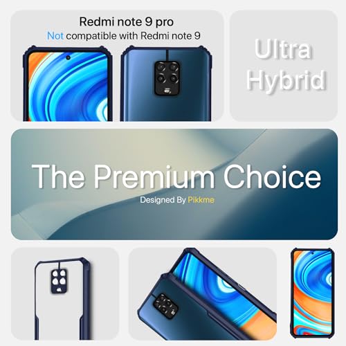 Image of Outlouders Back Cover for Redmi Note 9 Pro /Note 9 Pro Max /Poco M2 Pro /Note 10 Lite | Ultra Hybrid Transparent | Full Camera Protection | Raised Edge | Crystal Clear Bumper Case (Blue)