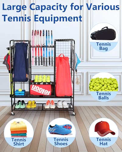 Image of Mythinglogic Rolling Tennis Equipment Organizer with Racket Storage