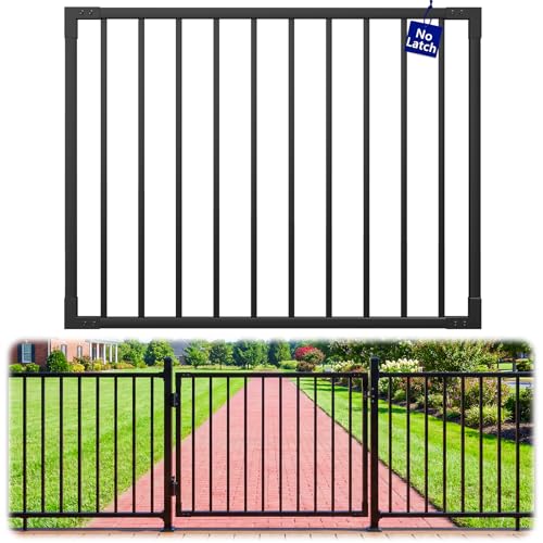 Wqeya 42 in. H x 4 ft. W 6063 Aluminum Deck Gate for 42 in. Railing System, AAMA 2604 Textured Black, Lightweight Outdoor Gate for Deck Stairs, Porch & Patio (Hinges & Latch Not Included) by Wqeya - Used condition - US$76.60