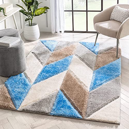 Image of SAGON Anti-Skid Shaggy Carpet Rug for Home | Ultra-Soft Plush Floor Mat for Living Room & Bedroom | Non-Slip, High-Density, Cozy Luxury Decor| 6 x 9 Feet Sky Stone