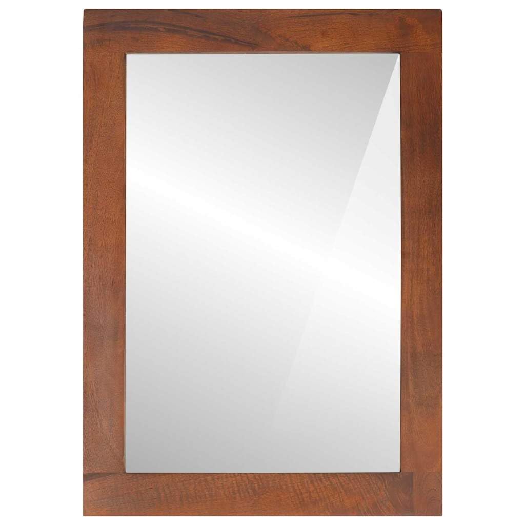 KGHFDVB Rectangular Bathroom Wall Mirror 50 x 2.5 x 70 cm, Brown Mango Wood Frame with Silver Glass, Flat Reflective Surface for Indoor Vanity
