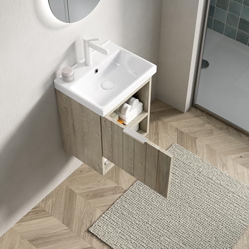 Mueble de baño de 42 cm con lavabo rectangular y puertas dobles de almacenamiento 4