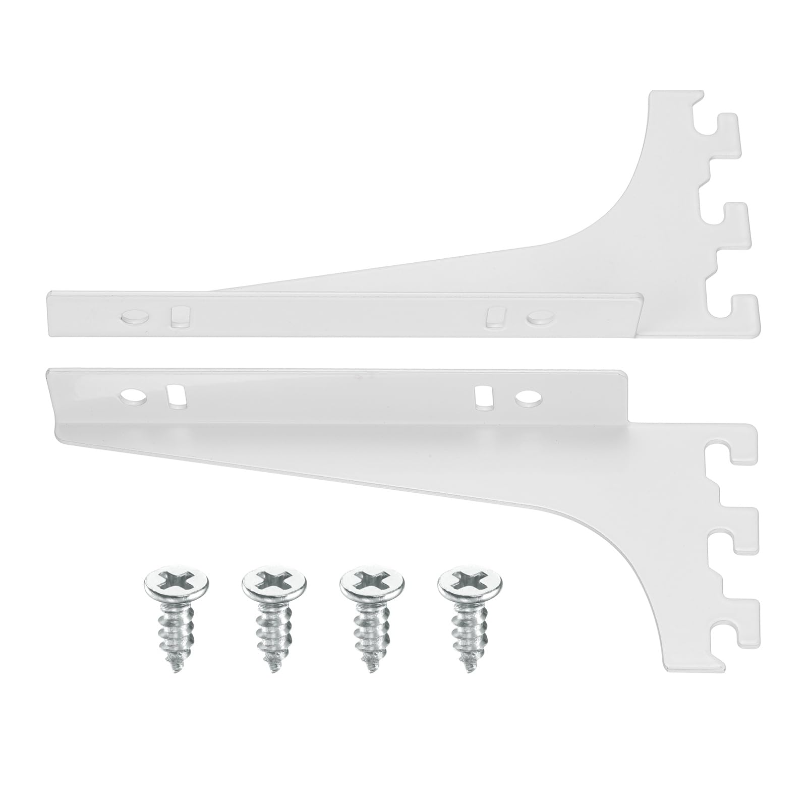 sourcing map 2Pcs Single Slot Shelf Bracket, 192mm Upright Track System Bracket Glass Shelf Support with Screws for Bookshelf Wall Storage Wardrobe Kitchen Closet (2.3mm Thick, White) — image 1