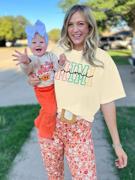 MYHALF Mimi Shirts Women Grandma Shirt Cute Gigi Life Tshirt Mimi Letter Print Short Sleeve Clothes - Image 4