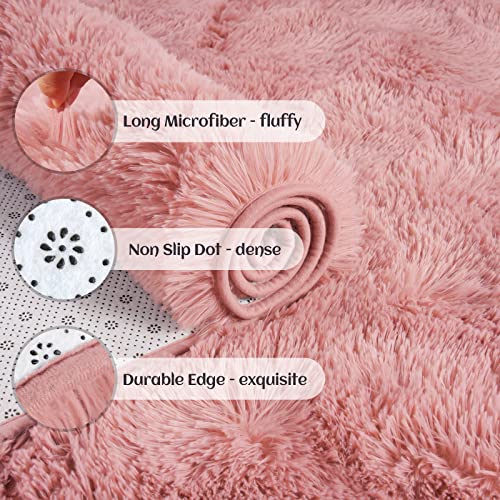 Yj.gwl Soft Blush Rug For Girls Bedroom, Cute Fluffy Rug For Kids Teens Room, Shag Plush Area Rug For Living Room, Kawaii Furry Nursery Rug For Baby's Toddler's Room Home Decor Carpet, 3 X 5 Feet #TOP4
