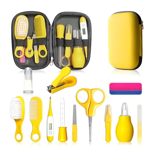 Image of Baby Healthcare and Grooming Kit, Baby Safety Care Set, Baby Electric Nail Trimmer Set Newborn Nursery Health Care Set for Newborn Infant Toddlers Baby Boys Girls Kids (Yellow-18 Kits)
