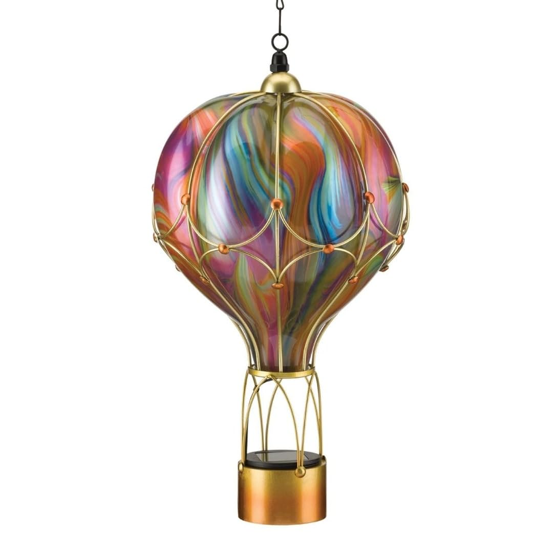 Swirl Balloon Solar Lantern Lg Orange Multi Color Metal