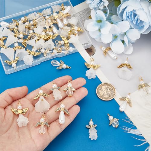 PH PandaHall 48pcs 6 Styles Angel Wing Charms - Image 3