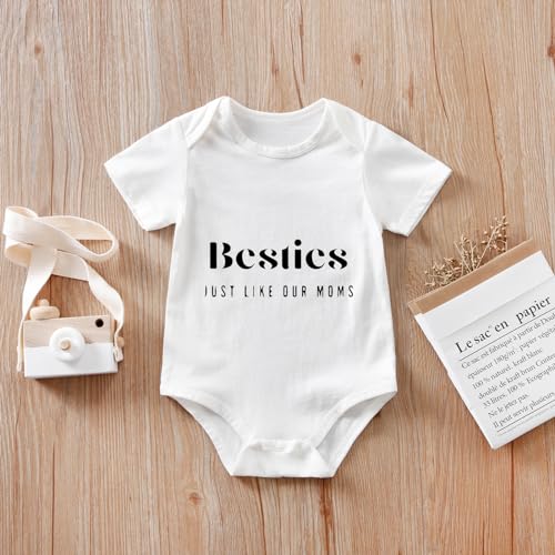 Besties Just Like Our Moms Baby Boy Girl Onesie Funny Unisex Infant Bodysuit Newborn Cute Romper Clothes 0-12 months (2-Pack)3