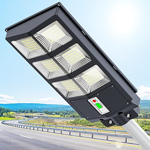 A-ZONE ソーラー街灯 センサーライト 800W 屋外 led ソーラーライト IP66耐水性 省エネ 配線工事不要 太陽発電 感知式 led人感センサーライト 屋外照明 夜間自動点灯 庭先灯・駐車場灯・工業団地・車道・歩道など最適 (800)