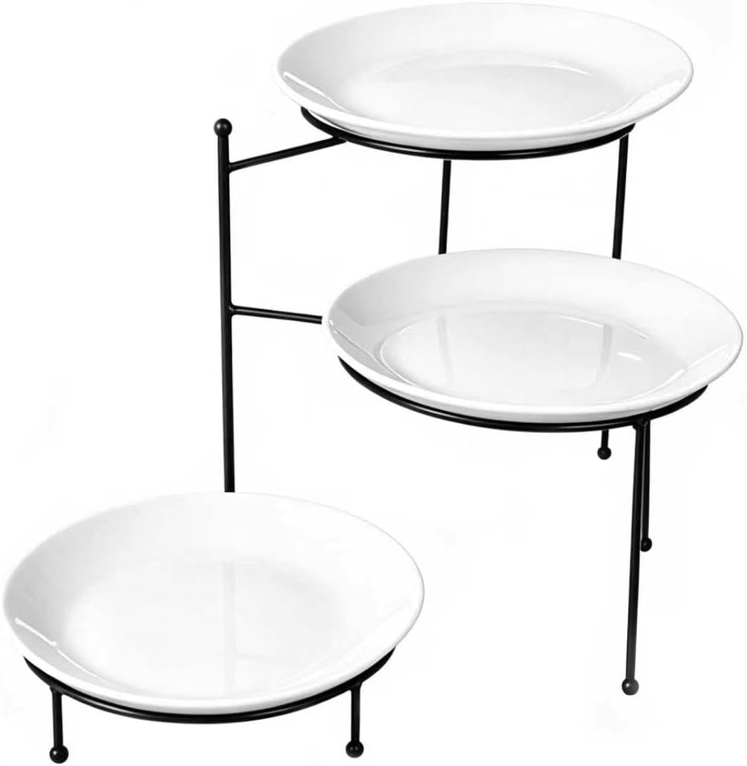Pizza Stand, 3 Tier Pizza Rack for Party, Adjustable Pizza Serving Tray Stand with Flexible Arrangement, Sturdy Metal Pizza Display Stand for Dessert Table, Events, Home, Kitchen Use (No Plates Included)