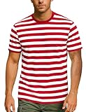 Zengjo Red and White Striped Shirt(M,Red&White WD(Red Rib))