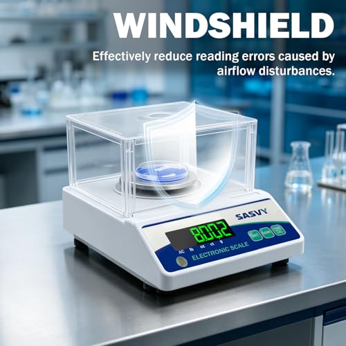 Image of Lab Scale 500g x 0.001g Scientific Scale g /oz /ct /lb High Precision Digital Electronic Analytical Balance for Jewelry Kitchen Laboratory School, Includes 200g Calibration Weight&Battery