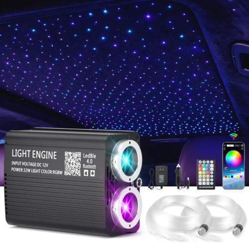 Image of Starlight Headliner Kit 1100 Piece Twinkle 0.03in*13.1ft /0.75mm*4m, 32W Dual Color RGBW Changing Color,APP /Remote Control,Voice /Sound Activated for Home Theater SUVs Truck