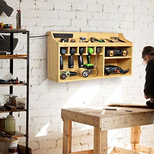 Power Tools Storage Organizers And Cabinets, Drill Charging Station, 5 Drill Hanging Slots, Wall Mount Impact Drivers Storage Dock With Widened Room For Circular Saw, Impact Wrench, Screwdriver Drill #TOP1