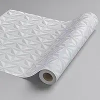 Papel de Parede 3D Cinza Claro Geometrico Adesivo Autocolante Rolo 5m x 45cm Sala Quarto cozinha