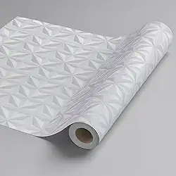 Papel de Parede 3D Cinza Claro Geometrico Adesivo Autocolante Rolo 5m x 45cm Sala Quarto cozinha