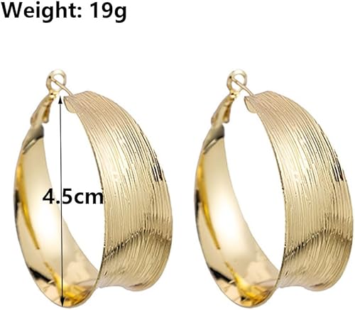 Miniatura 3 de Aretes de Aro Gruesos de Oro para Mujeres Exagerados Grandes Anchos Post Gruesos Aretes de Aro Minimalistas Pulidos 80MM Aretes de Declaración