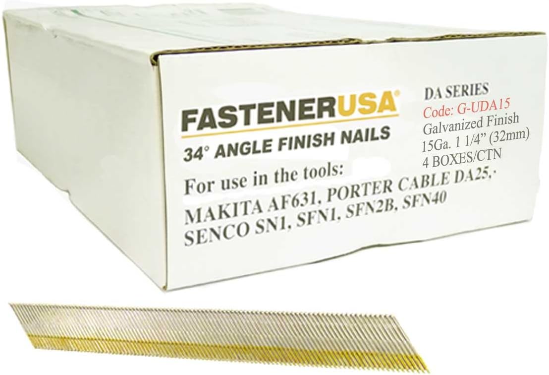 1-1/4" DA15 Angle Finish Nails 15GA GALV 16,000ct