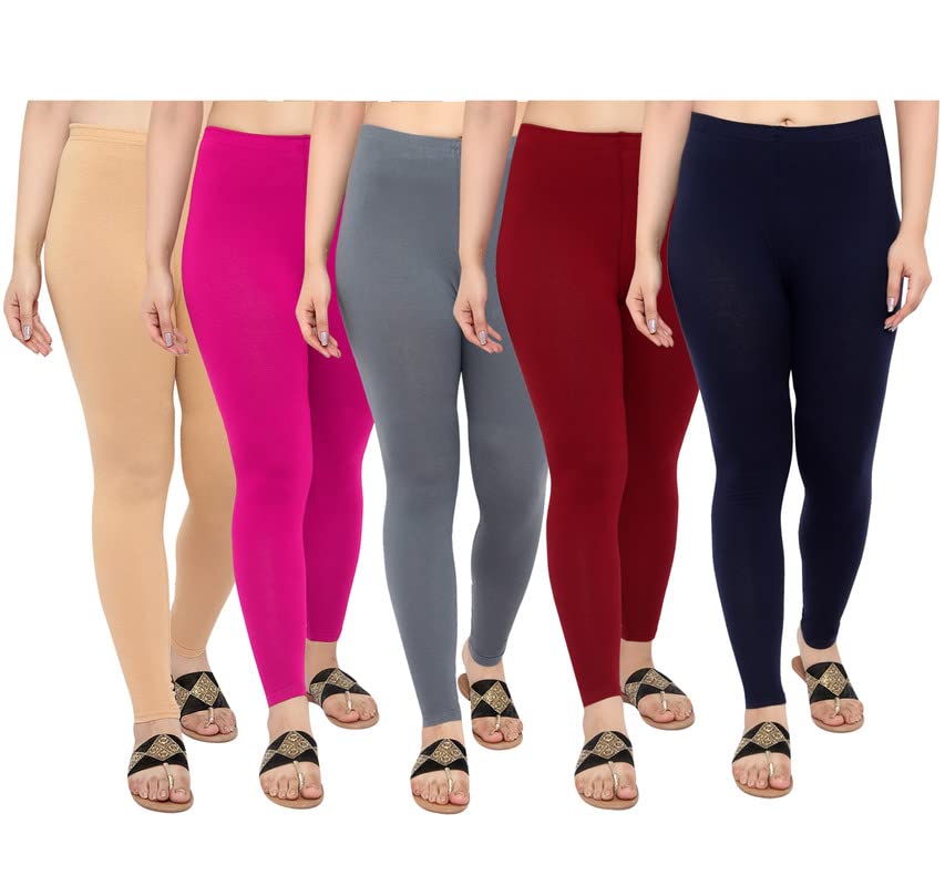 Image of NGT Cotton Lycra Ankle Length Leggings for Women Combo (Set of 6)