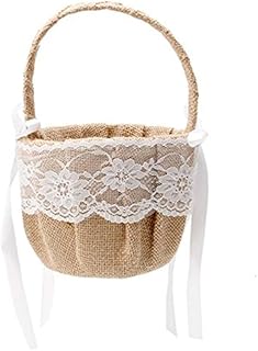 Jute Naturel Bride Panier Dentelle Panier De Fleurs Filles Panier De Fleurs Pour La Cérémonie De Mariage Parti Beige