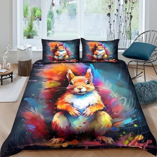 Drap de couette écureuil 3D en microfibre inaltérable et légère - 4