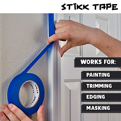 Stikk Painters Tape - 3Pk Black Painter Tape - 1 Inch X 60 Yards - Paint Tape For Painting, Edges, Trim, Walls, Ceilings, Finishing - Masking Tape For Diy Paint Projects - Residue-Free Painting Tape #TOP3