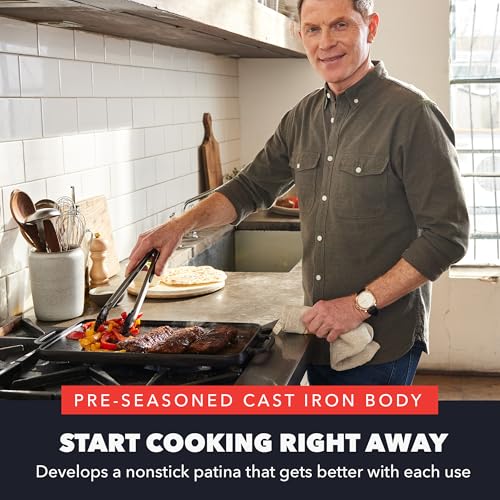 Greenpan CC008683-001 X Bobby Flay Cast Iron Pre-Seasoned 11 Inch Reversible Double Burner Rectangle Grill/Griddle thumb #1