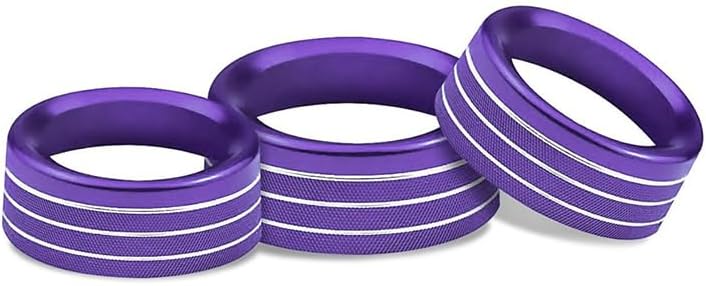 Car Air Conditioner Switch Button Knob Cover Compatible with Dodge Challenger 2015-2022, Car Push Start Button Cover Aluminum Decal Trim Interior Accessory,Purple