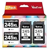 Valuetoner 245XL Ink Cartridge Replacement for Canon 245XL Black Ink Combo Pack PG-245XL 245 XL for PIXMA TR4520 MX492 TS3122 MX490 MG3022 MG2522 MG2920 MG2420 MG2520 MG2922 MG2924 Printer (2 Black)
