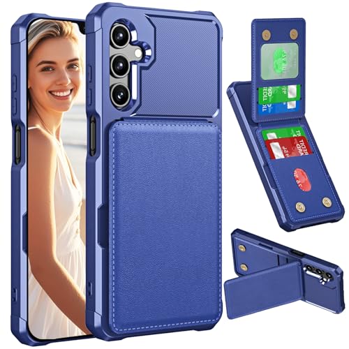 Étui portefeuille Samsung Galaxy A16 5G housse antichoc avec béquille support bleu