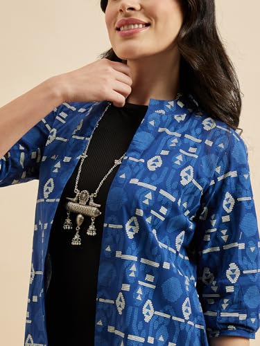 Image of Azira Cotton Abstract Print Front Open Shrug & Calf Length & Western & Casual Wear & Summer Wear & Shrugs for Woman Stylish