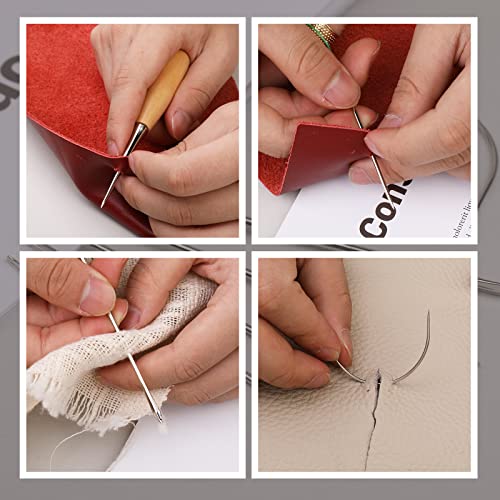 Bagerla 273 Yards Leather Waxed Thread Sewing Kit Including Sewing Thread Needle Awl Thimble, Leather Sewing Upholstery Repair Kit For Leather Carpet Sofa Seat Shoe Sewing And Repair(Light Blue) #TOP4