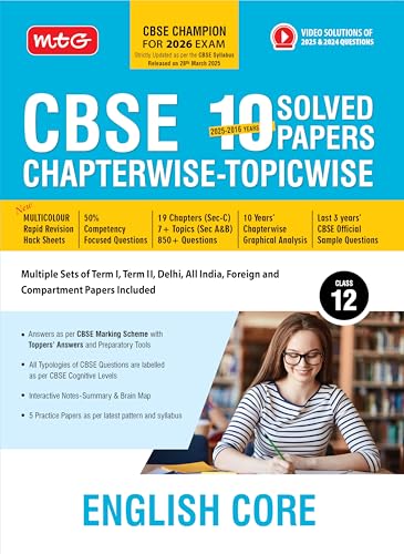MTG CBSE 10 Years (2025-2016) Chapterwise Topicwise Solved Papers...
